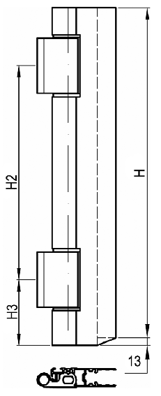 H = 600 mm
H2 = 400 mm
H3 = 113 mm
